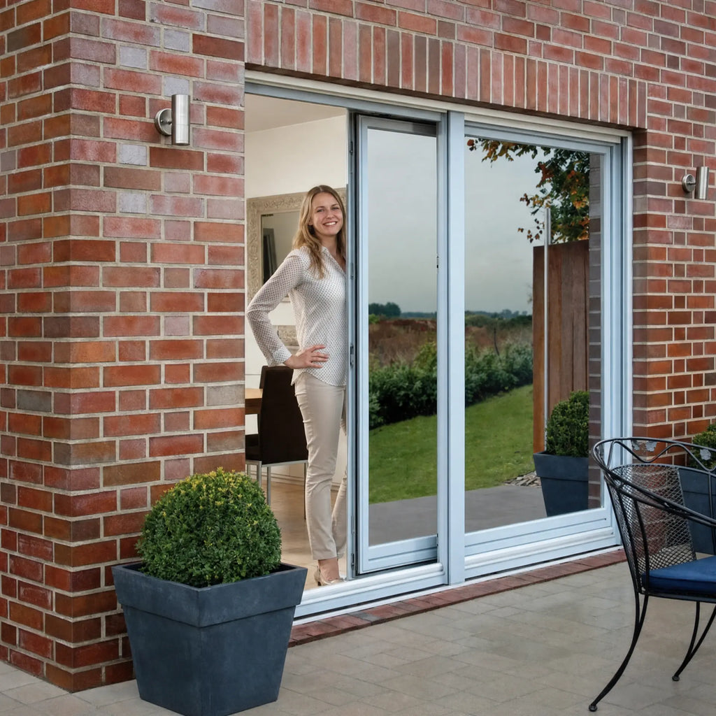 Privacy film applied to patio doors