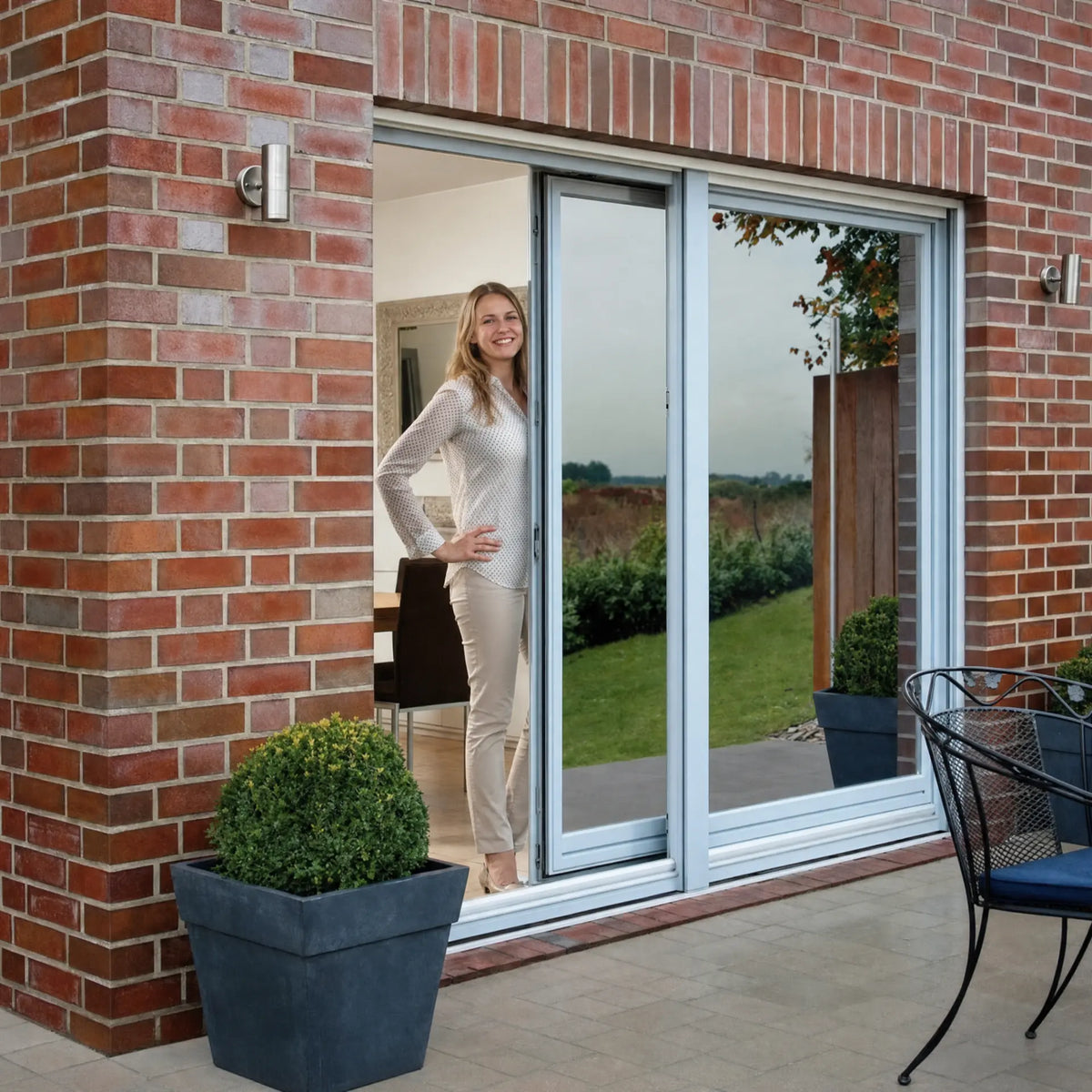 Privacy film applied to patio doors